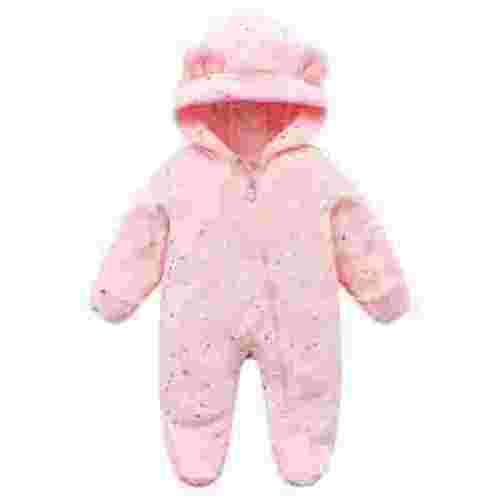 Newborn Baby Fleece Footie Snowsuit Winter Onesie Bear Warm Hooded Outfits For Girls Boys Plush Lovely Dailywear