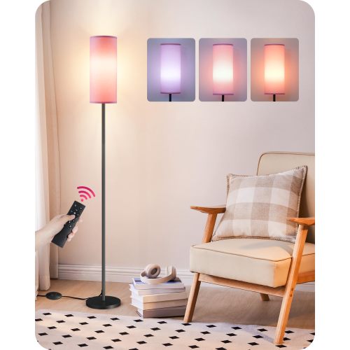GOEBLESON Dimmable Pink Floor Lamp for Living Room with Remote and Foot Switch, Corner Floor Lamp for Bedroom, 66'' Standing Tall Lamp, 10