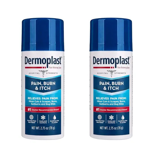 Dermoplast Pain, Burn & Itch Relief Spray for Minor Cuts, Burns and Bug Bites, 2.75 Oz, Pack of 2 (Packaging May Vary)