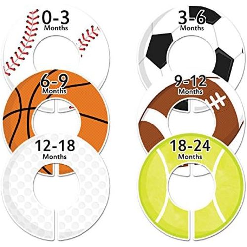C47 Sports Baby Closet Size Dividers Boy Set of 6 Fits 1.25 Inch Rod
