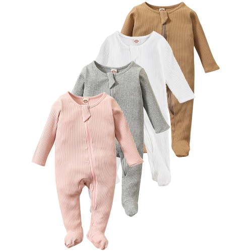 ENFLASH Newborn Zipper Baby One-Piece Footies Pajamas Infant Cotton Sleeper Pjs