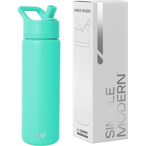 Simple Modern Summit Water Bottle with Straw Lid | Vacuum Insulated Stainless Steel | Leak Proof BPA-Free Cup for Travel, School, Sports | 22oz, Tropical Wave