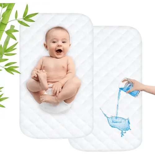 Waterproof Bassinet Mattress Pad Protector Cover Compliable with MMBABY and Milliard Bassinet, Ultra Soft, Breathable and Comfortable, 2 Pack