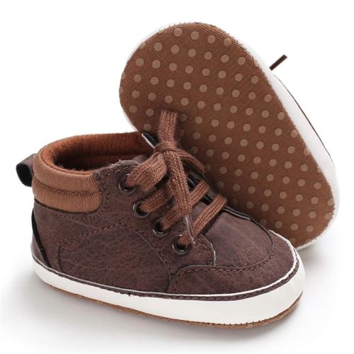 Meckior Toddler Baby Boys Girls High Tops Ankle Sneakers Soft Anti-Slip Sole PU Leather Moccasins Infant Newborn Prewalker First Walking Crib Shoes