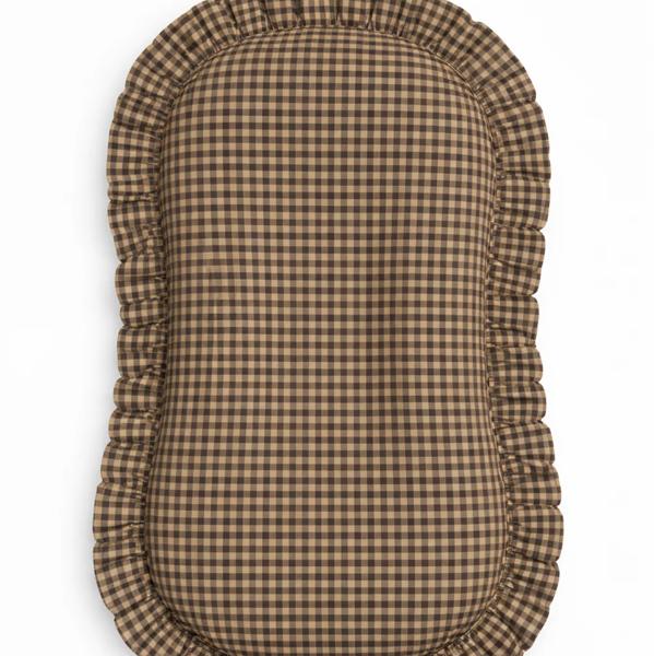Brown Gingham Ruffle Baby Lounger Cover