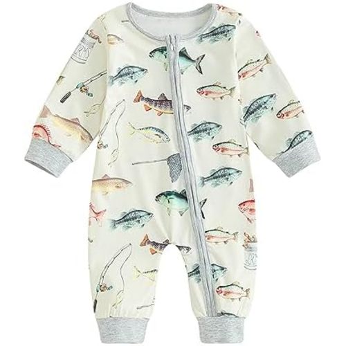 SAYOO Western Baby Cowboy Clothes Neutral Zipped Fall Romper Outfit for Boy Girl Infant Lapel Cow Print One-piece Jumpsuit