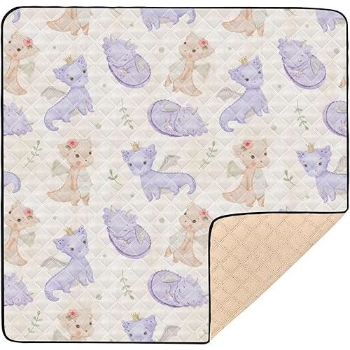 Kigai Cute Dragon Baby Play Mat for Floor and Playpen 50x50 inch Non-Slip Baby Activity Playmat Waterproof Foldable Crawling Mat for Infants Toddlers