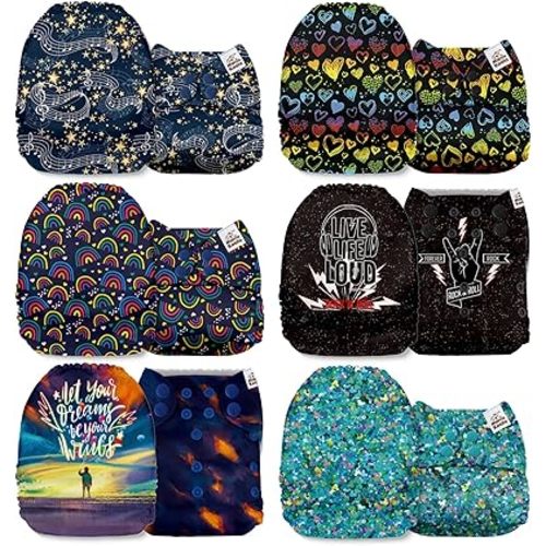 Mama Koala 1.0 Cloth Diapers for Babies, 6 Pack Pocket Shell Only (NO Inserts) - One Size Washable and Reusable Pocket Diapers for Newborns and Toddlers - 160033