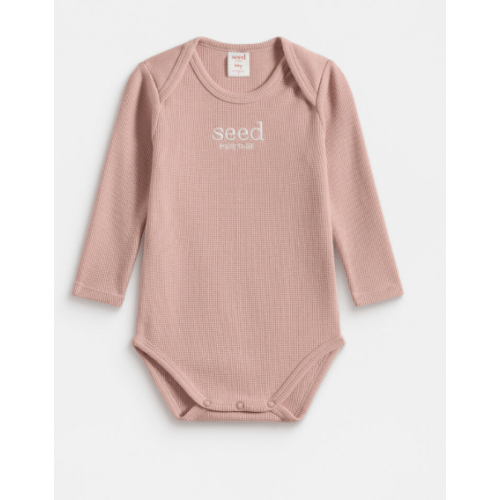 Logo Waffle Bodysuit| Blush Pink | Seed Heritage