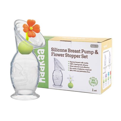 Haakaa Breast Pump With Suction Base And White Flower Stopper - 5oz