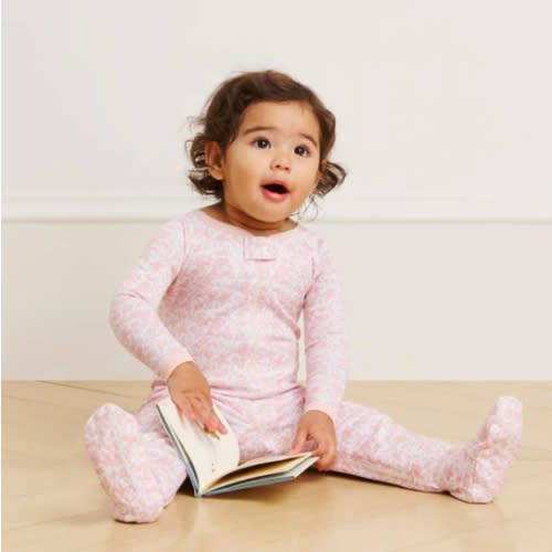 LAKE | Baby | Pima Cotton Pajamas | English Rose Garden Floral Baby Sleeper