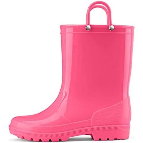 HISEA Kids Rain Boots for Toddler Boys Girls, Waterproof Rubber Boots with Easy-On Handles, Seamless PVC Rainboots Lightweight Mud Shoes for Water Beach Outdoor Playing (Toddler/Little Kid/Big Kid)