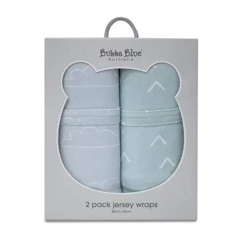 Bubba Blue Nordic Jersey Wrap 2 Pack Sky/Mint | Baby Bunting AU