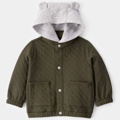 Olive Baby Quilted Snap-Up Hoodie | Carter’s Oshkosh Canada