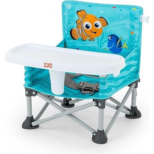 Bright Starts Disney Finding Nemo Pop 'N Sit Portable Booster, Indoor/Outdoor Use, Floor Seat with Feeding Tray, 6 Mos - 3 Yrs