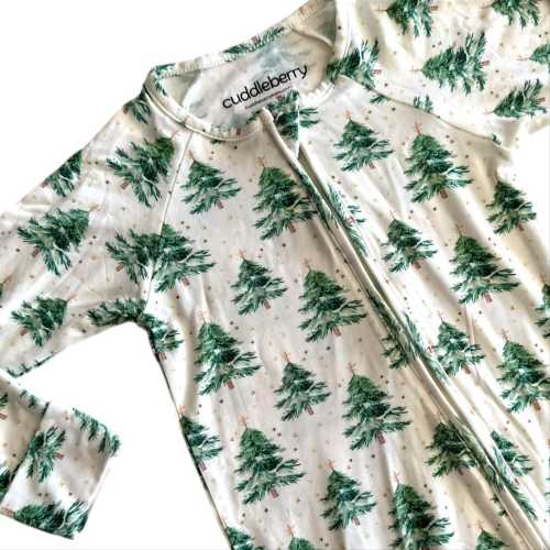 Christmas Tree Bamboo Zipper Sleeper for Babies, Convertible Bamboo Footie Pajamas, Soft Stretchy and Snug-Fitting Baby Clothing