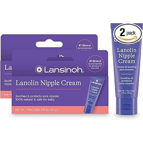 Lansinoh Lanolin Nipple Cream Safe for Breastfeeding Baby, 100% Natural Nipple Butter for Mom, Breastfeeding Essentials, 1.41 Ounces (2 Pack)