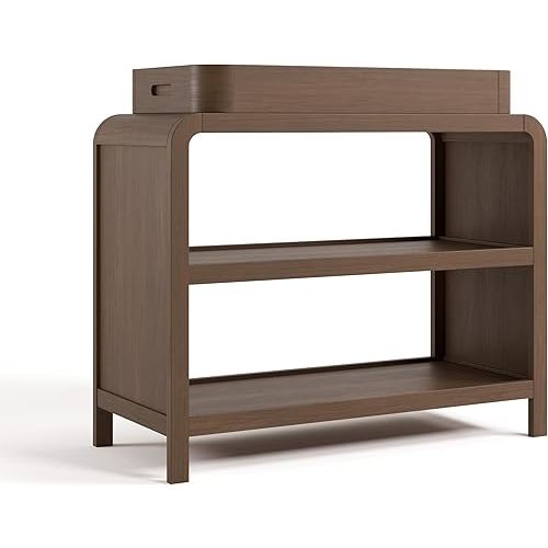 Storkcraft Santos Changing Table (Hazelnut) – GREENGUARD Gold Certified Baby Changing Table, Solid Wood Changing Table for Baby, Removable Changing Topper Fits Standard-Size Changing Pad
