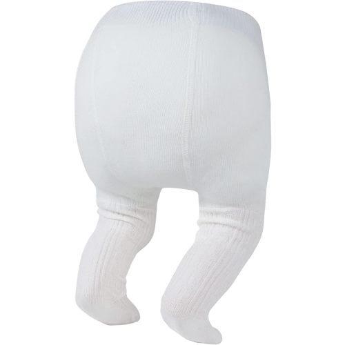 Zando Opaque Cotton Tights for Baby Girls, Infants & Toddlers, Cozy Winter Leggings with Cable Knit Design, Size 0-3M to 6-7T