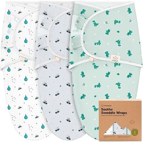 3-Pack Organic Baby Swaddle Sleep Sacks - Swaddles for Newborns, Infant 0-3 Months, Baby Girls, Boys, Soft & Snug Newborn Sleep Sack, Nursery Swaddling Blankets (Space Quest)