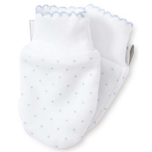 White/Blue New Kissy Dots Print Mitts