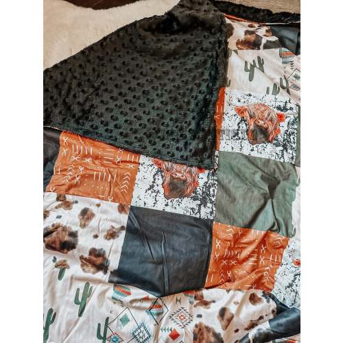 Minky Multi Patched Western Baby Blanket