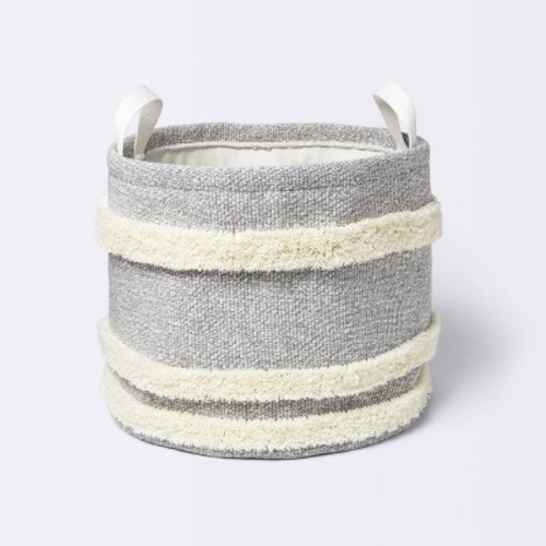 Tufted Canvas Round Storage Bin - Cloud Island™ Gray/Cream Large