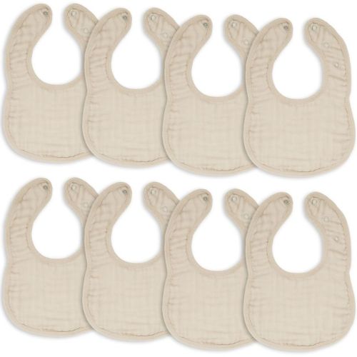 Muslin Cotton Baby Bibs, 8 Pack, Adjustable Size With Easy Snaps, Soft And Super Absorbent, Washable And Reusable By Comfy Cubs - White