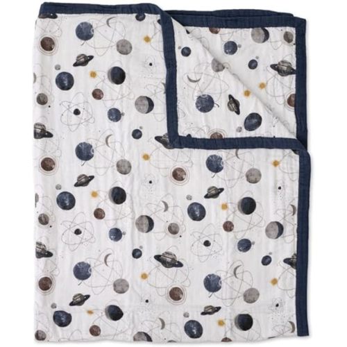 Little Unicorn Premium Quilted Throw | Super Soft, Multi-Layered Muslin XL Blanket| Great for Kids & Families (Planetary)