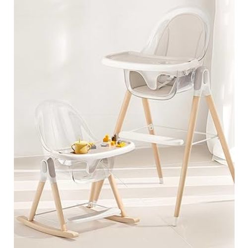 7-in-1 Convertible Baby High Chair, High Chairs for Babies and Toddlers with Removable Cushion and Double Tray, Reclining Seat, Compact and Portable Highchair, Easy to Clean