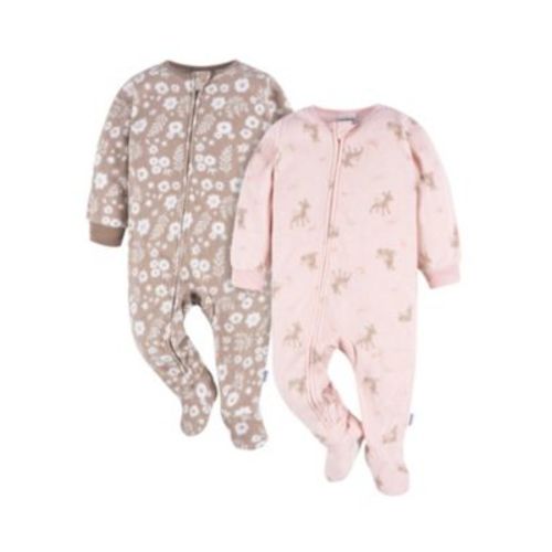 Baby Girls Baby Footed Blanket Sleepers, 2-pack