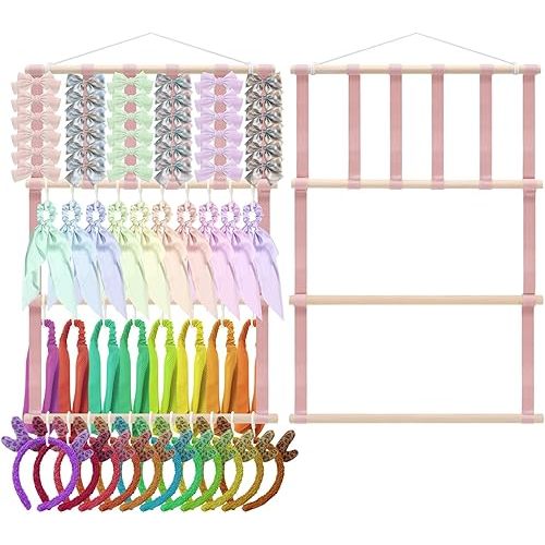 Headband Holder Bows Organizer for Girls, Hair Bows Holder Baby Headband Hair Accessories Organizer Bow Hanger Storage for Girls Hair Bows for Toddler Girls Room Wall Decor
