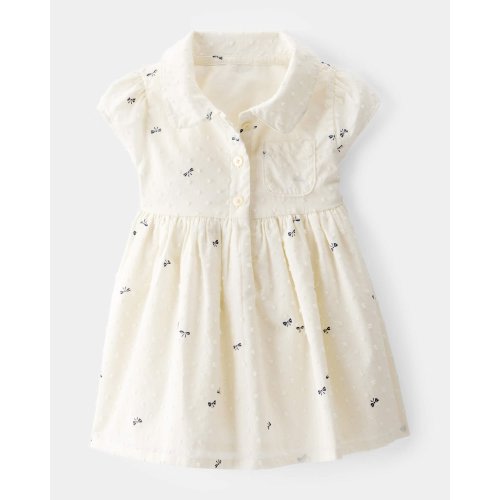 Baby Swiss Dot Bow Print Short-Sleeve Dress - Ivory - OshKosh | Carter's