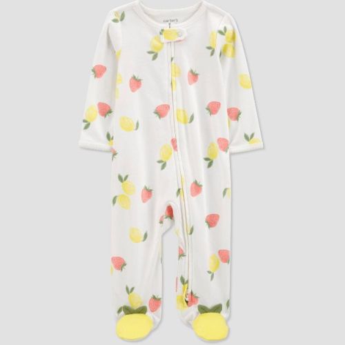 Carter's Just One You®️ Baby Girls' Fruit Sleep N' Play - Ivory Newborn: 100% Cotton, Two-Way Zipper, Footed Pajamas