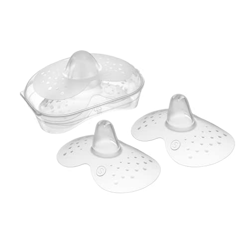MAM Breastfeeding Nipple Shields with Sterilizing Storage Case, Nipple Shields for Nursing Newborn, Size 1 Small 17mm, 2-Count, Clear