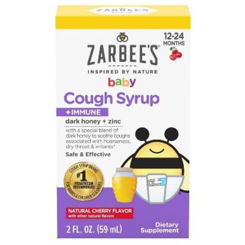 Zarbee's Baby Cough Syrup + Immune With Honey & Zinc - Natural Cherry Flavor - 2 Fl Oz