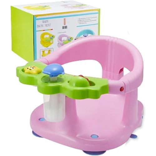 Baby Bath Seat, Infant Bath Seat, Bath Seat for Baby,Baby Bathtub Seat for Sit-Up 6-36 Months 4 Suction Cups Stability (Pink)
