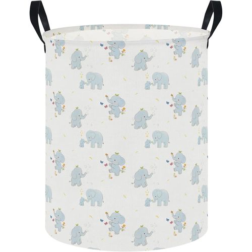 NTAOHAMPER Joyful Baby Elephant Laundry Hamper,Laundry Basket,Baby Nursery Hamper,Waterproof Storage Bin,Clothes Organizer Basket,Room Decor(Joyful Baby Elephant)