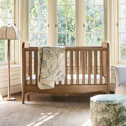 Bacton Oak Wood Convertible Baby Crib with Toddler Bed Rail by Jake Arnold