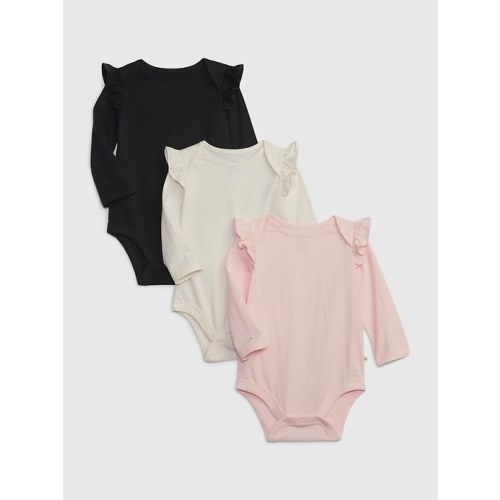 Baby 100% Organic Cotton Mix and Match Ruffle Bodysuit (3-Pack) in multi, size: 3-6 M