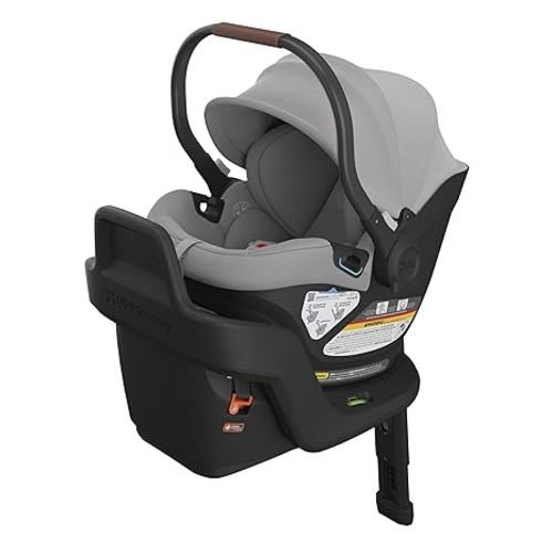 UPPAbaby Aria Lightweight Infant Car Seat/Just Under 6 lbs for Easy Portability/Base with Load Leg + Infant Insert Included/Direct Stroller Attachment/Anthony (Grey/Chestnut Leather)
