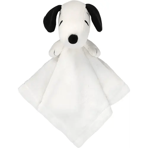 Lambs & Ivy Peanuts Snoopy Lovey White/Black Plush Security Blanket