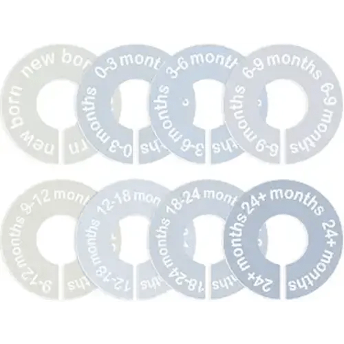 cephira Baby Closet Dividers for Clothes 0-24 Months, 8 Pack mini Round Size Markers, Double-Sided, Fits Most Rods, Blue Nursery Clothing Organizer & Wardrobe Decor