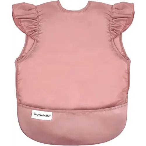 Tiny Twinkle Mess Proof Baby Bib - Waterproof & Lightweight Baby-Led Weaning Apron | 100% Recycled Polyester, Easy Clean & Machine Washable (Taupe, Small 6-24 Months)