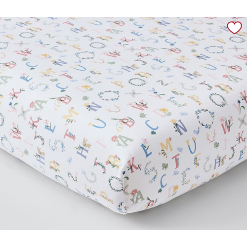 Floral ABC Organic Crib Fitted Sheet