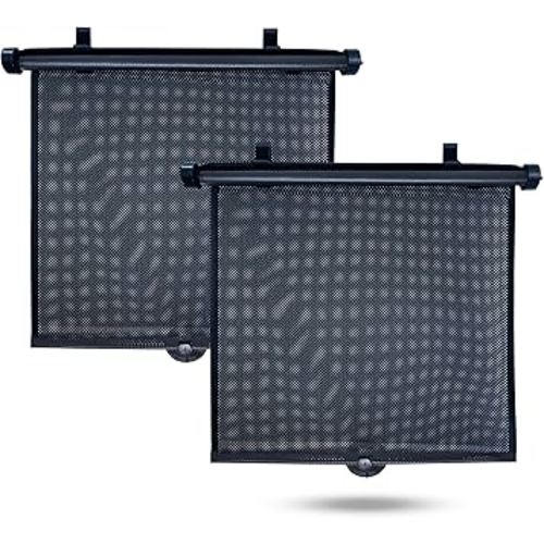 EcoNour Car Side Window Sun Shade (2 Pack) | Car Roller Sunshade for Kids | Upgraded Baby Car Window Shades for UV and Sun Glare Protection | Baby Car Travel Accessories (15"x17")