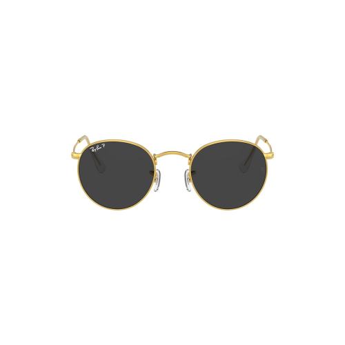 Ray-Ban Sunglasses Man Round Metal - Gold Frame Black Lenses 53-21 Polarized