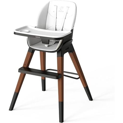 8 in 1 Highchair, Convertible Wooden Baby High Chair with Tray, Adjustable High Chair for Babies and Toddlers, Easy to Clean, Grow with Family|Booster|Learning Table|High Stool