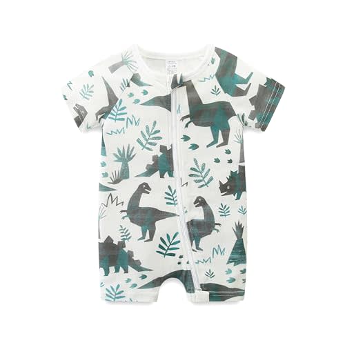 Gender Neutral Baby Clothes Cotton Short Sleeve Pants Double Zipper Footless Coming Home Outfit Boy Girl