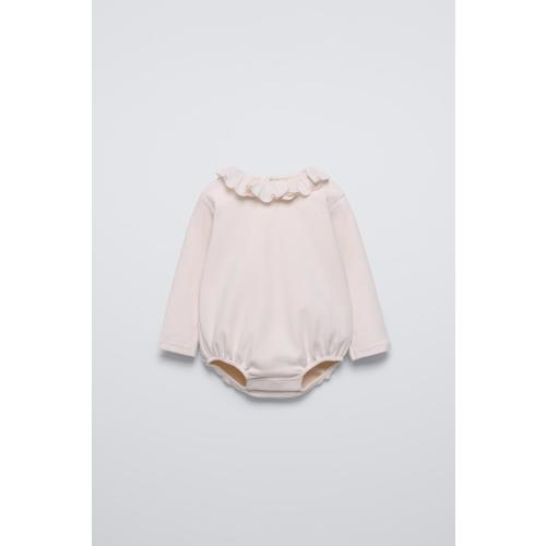 BODYSUIT WITH EMBROIDERED FLORAL COLLAR - Pink | ZARA United States